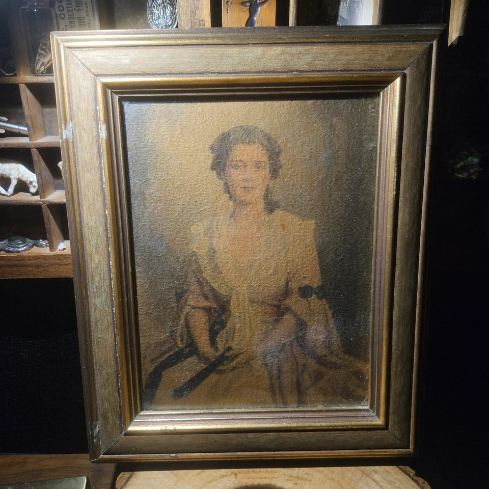 Antique 'The Squire's Lady' By Charles Bosseron Chambers Textured Portrait