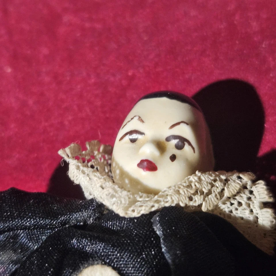 Vintage Pierrot Jester Ceramic Penny Doll Trinket