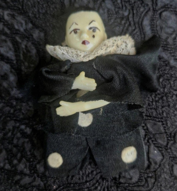 Vintage Pierrot Jester Ceramic Penny Doll Trinket