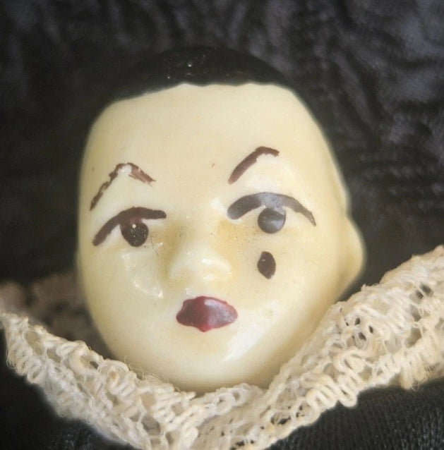 Vintage Pierrot Jester Ceramic Penny Doll Trinket