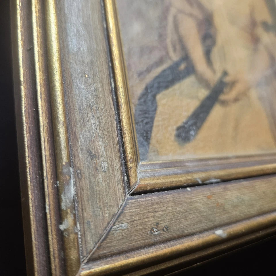 Antique 'The Squire's Lady' By Charles Bosseron Chambers Textured Portrait