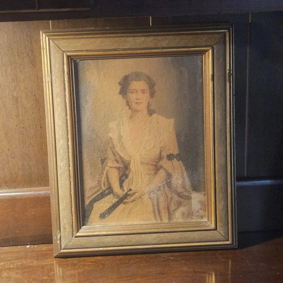 Antique 'The Squire's Lady' By Charles Bosseron Chambers Textured Portrait