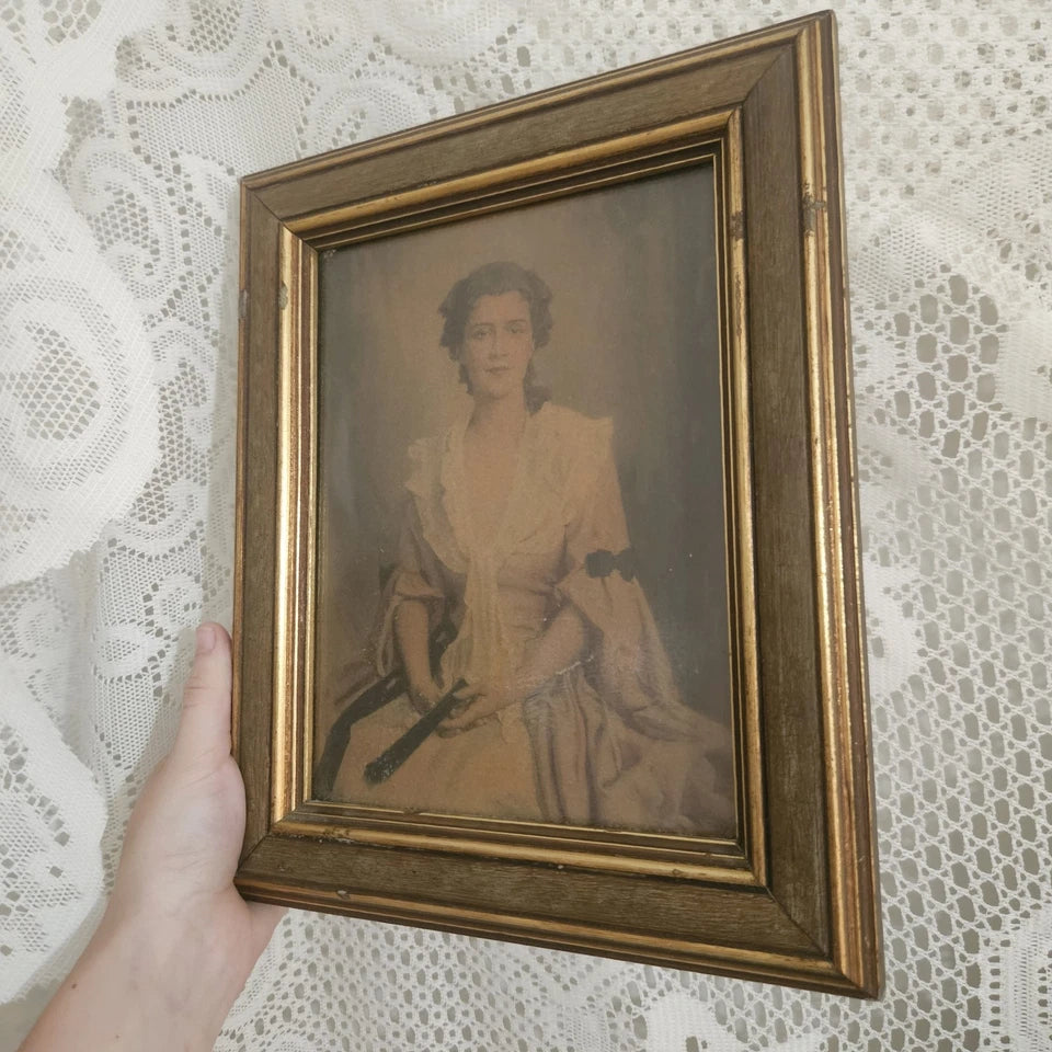 Antique 'The Squire's Lady' By Charles Bosseron Chambers Textured Portrait