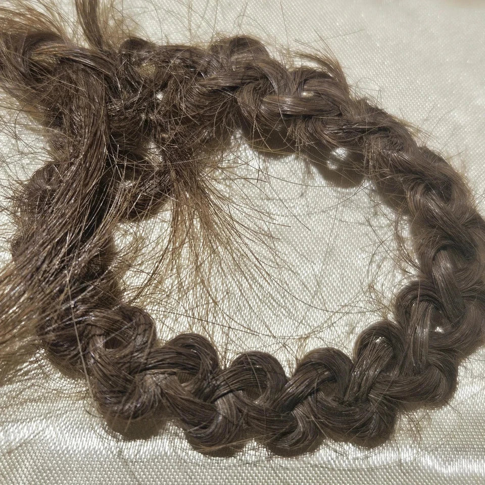 Antique Victorian Mourning Hair Braid Wreath in Vintage Black Velvet & Satin Case
