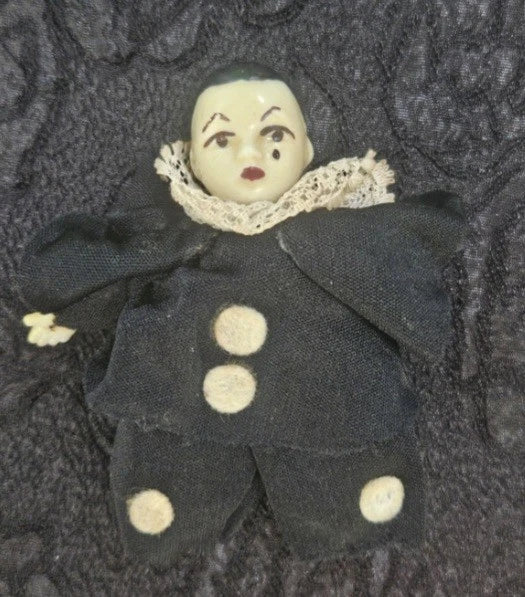 Vintage Pierrot Jester Ceramic Penny Doll Trinket