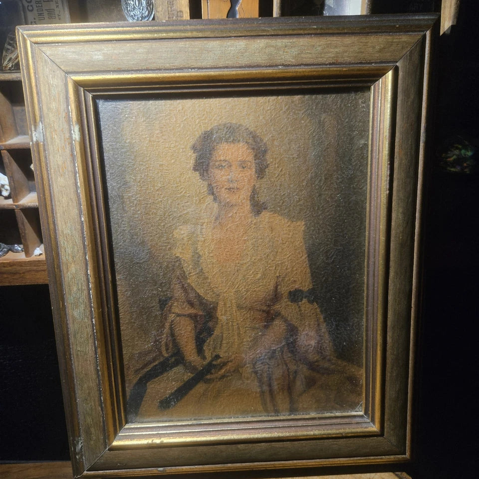 Antique 'The Squire's Lady' By Charles Bosseron Chambers Textured Portrait